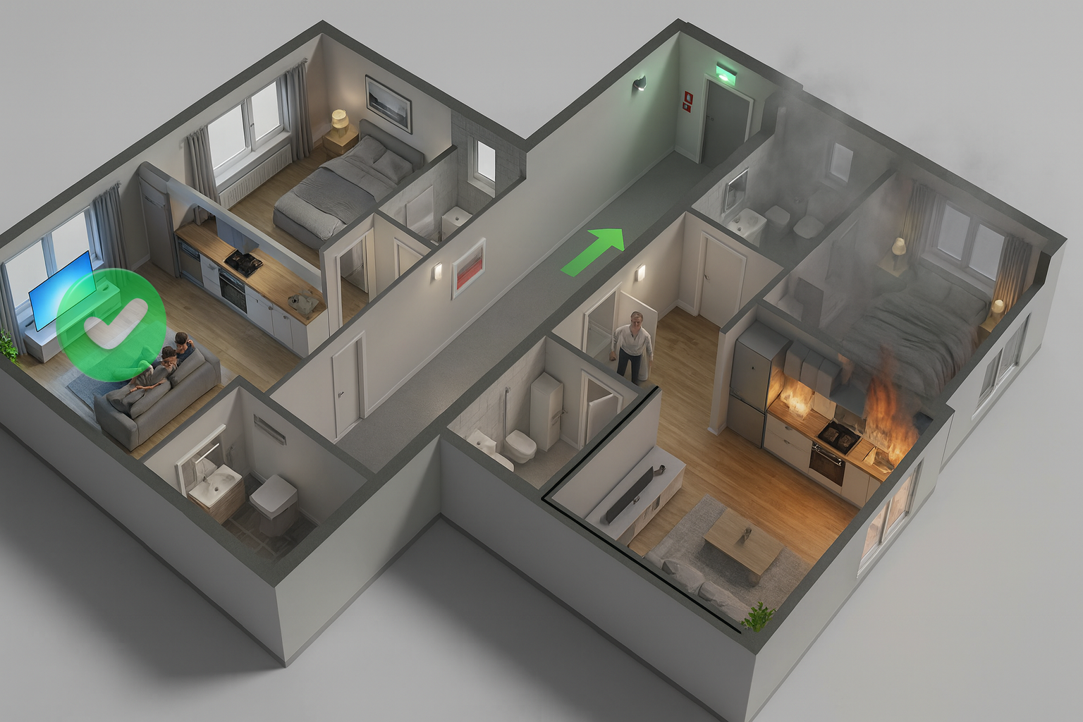 Evacuation plans in residential buildings
